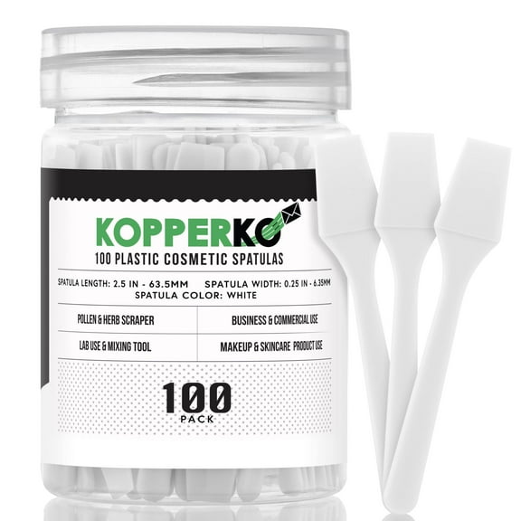 Kopperko Mini Makeup Spatulas, Plastic Cosmetic Spatulas, White, 2.5 Inch, 100 Pack