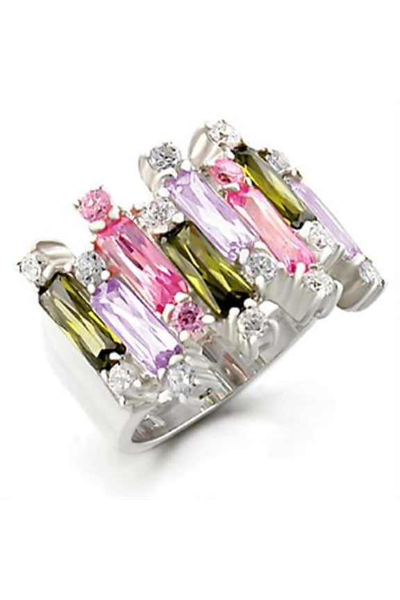 Kora Cocktail Ring - 925 Sterling Silver, AAA CZ , Multi Color - 37611