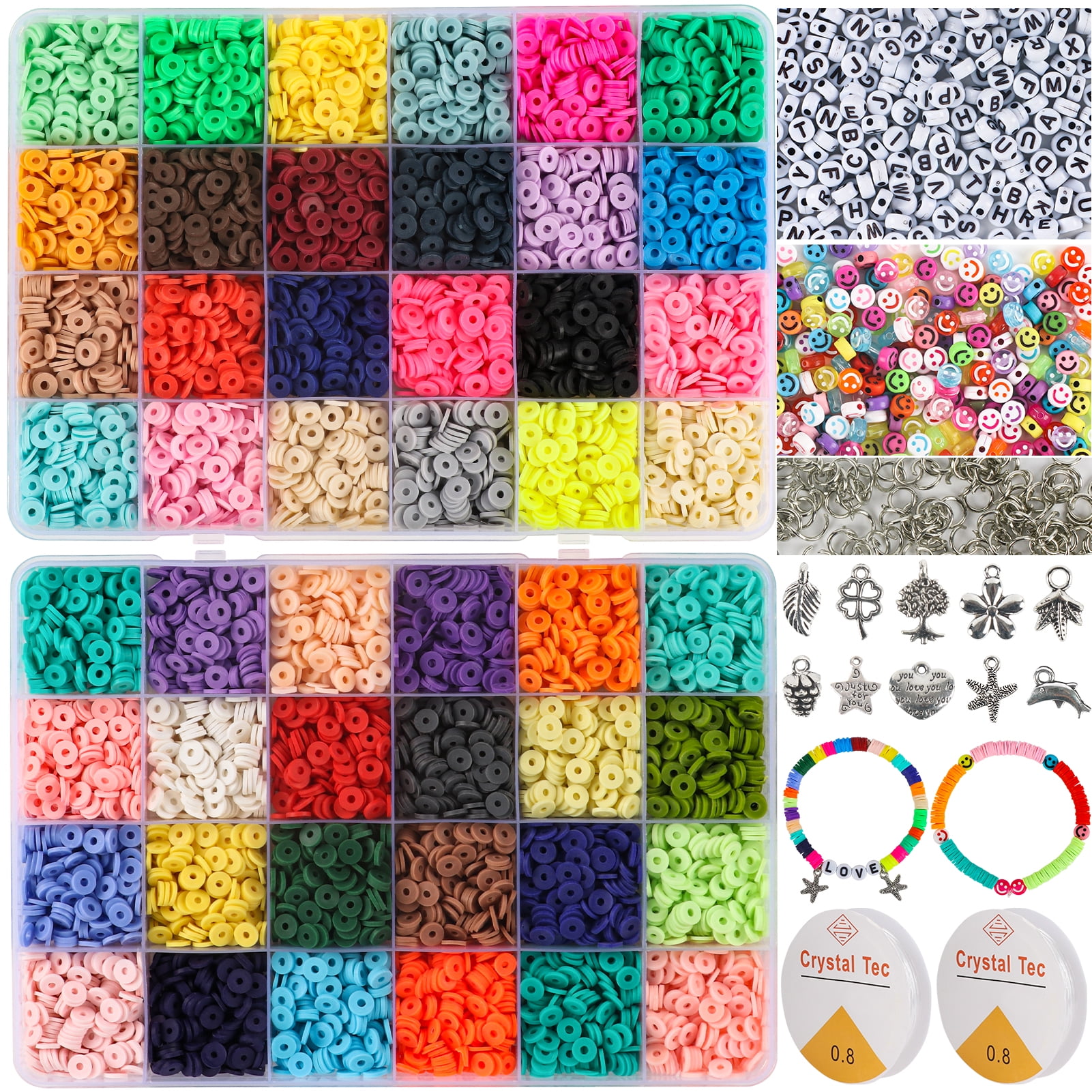 ARTDOT 5342 PCS Clay Beads Bracelet Making Kit 24 Colors Flat Heishi Beads  for Jewelry Making with Accessories Crafts for Girls Ages 8-12