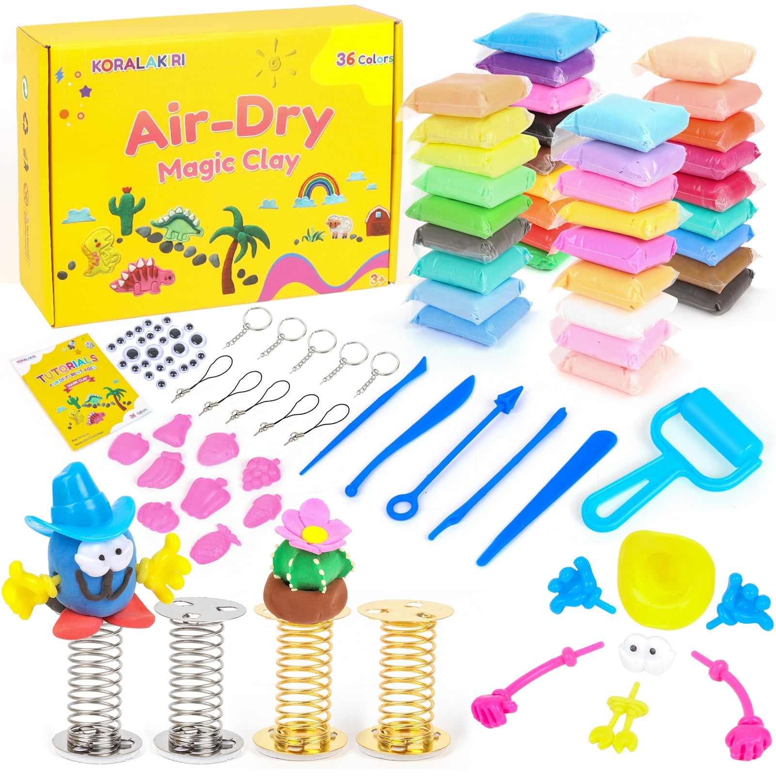 HOLICOLOR 36 Colors Air Dry Clay Kit Magic Modeling Clay Ultra Light Clay  with Accessories, Tools and Tutorials for Kids DIY Crafts 