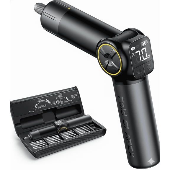 Koramzi Apex Cordless Electric Screwdriver with 8 Torque Settings & LED Light - Delixe Edition, Black