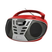 Koramzi Portable Programmable Stereo CD Boombox with FM Player Headphone Jack, Red