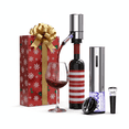 thumbnail image 1 of Electric 4-in-1 Wine Opener Set with Rechargeable Wine Opener, Foil Cutter , Automatic Wine Pourer and Aerator Vacuum Stoppers Gift Set, Stainless Steel, 1 of 4