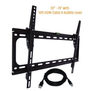 Tilt TV Wall Mount Bracket Fits 32-70" TV's 600 x 400 VESA Low Profile Ultra Slim including Bubble Level & 10 ft. HDMI Cable Extra Strength & Lifetime Warranty - (KORAMZI KWM988T) - Black