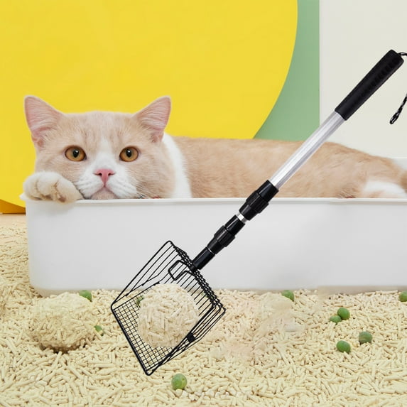 Koranda Cat Litter Scoop - Stainless Steel Scooper With Long Handle, Detachable Cat Scooper-Poop Sifting-Mesh Shovel-Suitable for Cat Litter Box