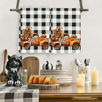 Koranda Fall Kitchen Towels - Thanksgiving Decor - Pumpkin Truck Buffalo Plaid Autumn Dish Towels, Fall Farmhouse Decorations for Home Kitchen Bathroom