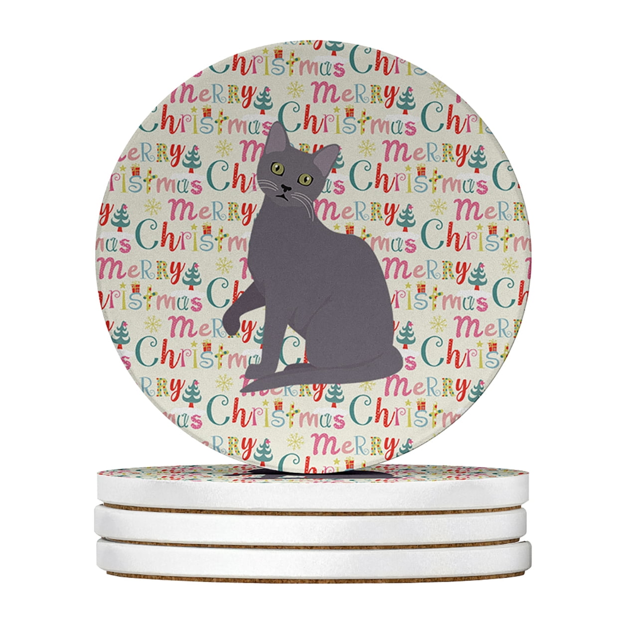 Korat Cat Christmas Large Sandstone Coasters Pack of 4 4 in x 4 in