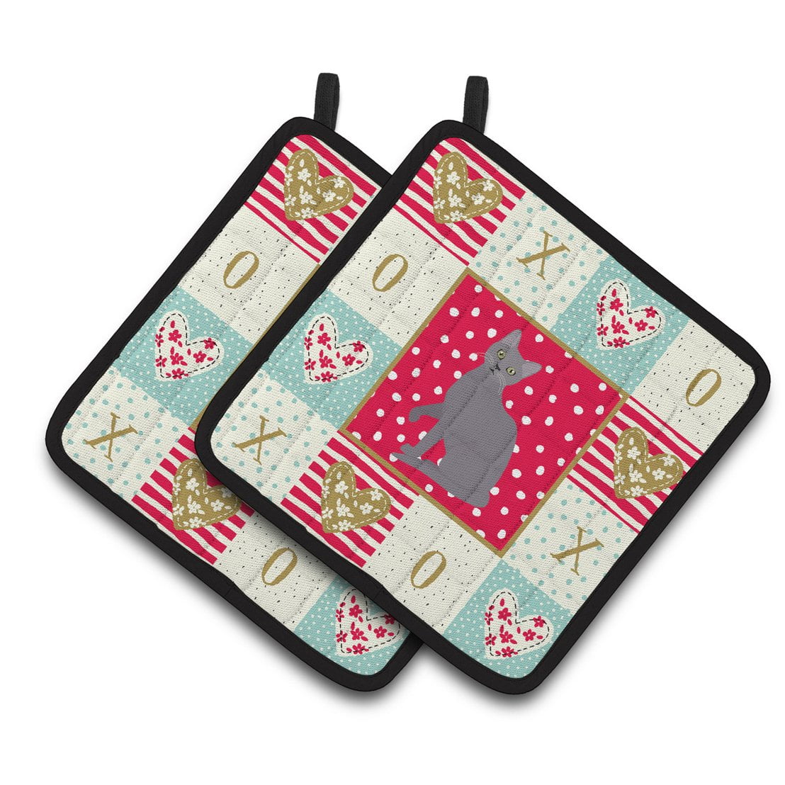 Korat Cat Love Pair of Pot Holders