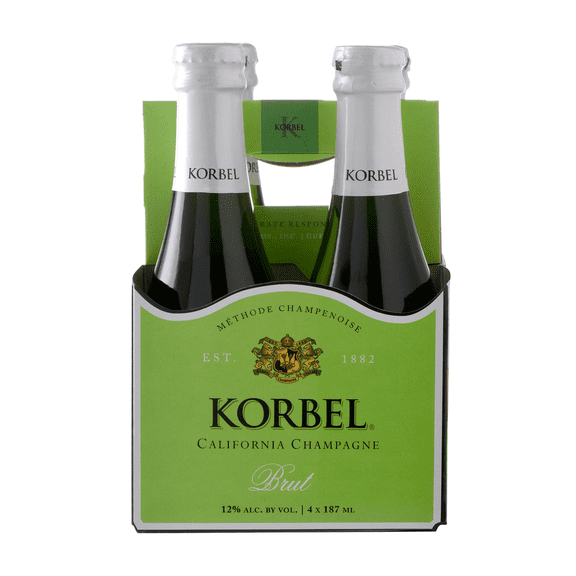 Korbel Brut California Sparkling White Wine 4 Pack 187ml Bottles