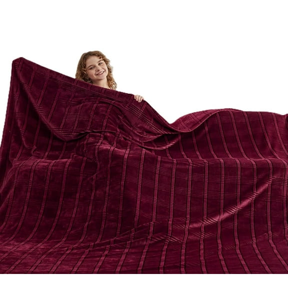Korbliss Oversized Super Soft Cozy Flannel Blanket 10FT X 10FT Burgundy Red