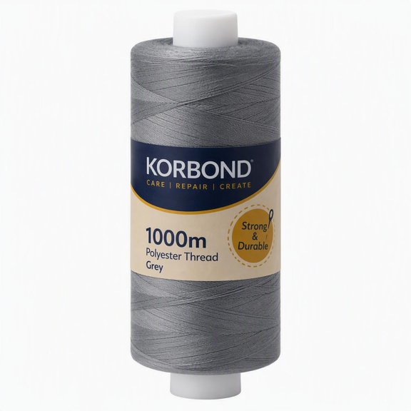 Korbond 1000m Polyester Sewing Thread, Grey