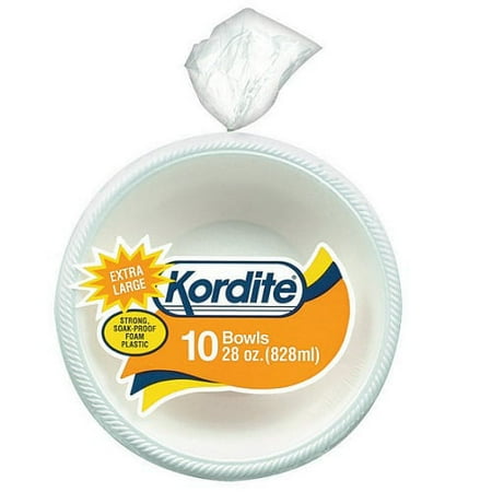 Kordite 28 Ounce Extra Large Foam Bowl, 10 Count