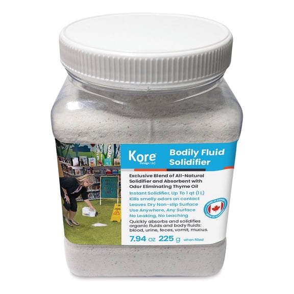 Kore Design Body Fluid Solidifier, Light Weight Absorbent, 1L Jug, White