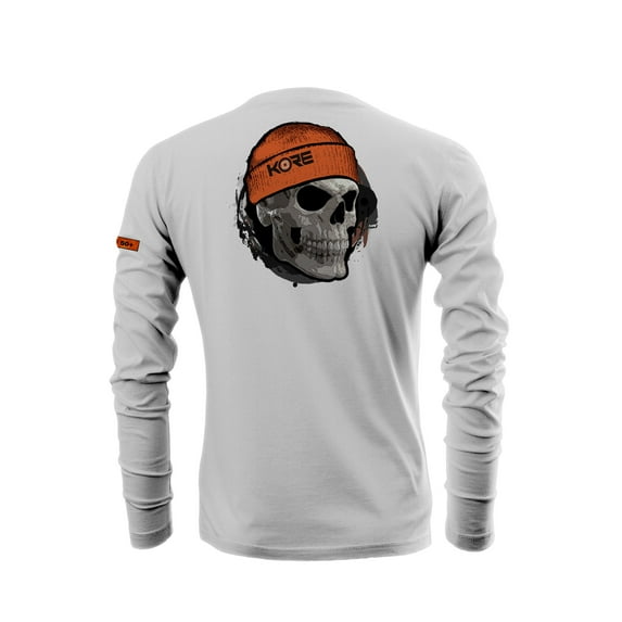 Kore Men’s Dry and Cool Sunblocker Workwear Long Sleeve Shirt – Blazing Skull (Gray