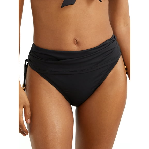 Bleu Rod Beattie BLACK Kore Shirred Tie Side Hipster Bikini Swim Bottom, US 6
