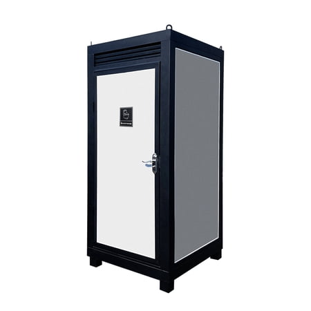 KoreJetMetal Heavy Duty Portable Toilet with Locking Door - Single Stall Outdoor Mobile Restroom for Construction Site, Events, Park - Includes Toilet, Sink, Ventilation Fan & Light