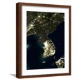 thumbnail image 1 of Art.com Korea At Night, Satellite Image Photographic Print by PLANETOBSERVER, Brown Frame Wall Art, 17" x 21", 1 of 5
