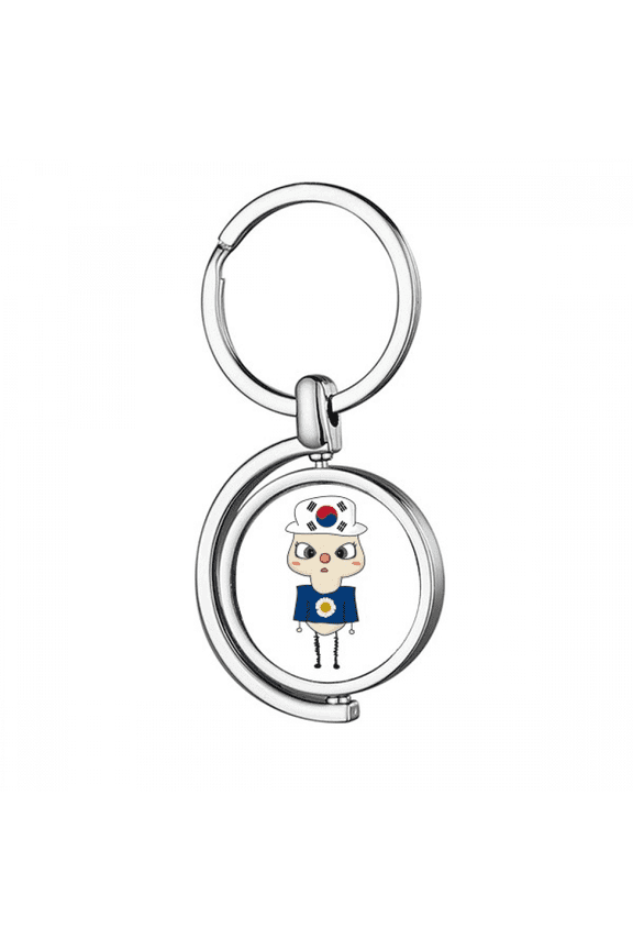 Korea Country Asia Seoul Flag UU Rotating Keychain Metal Keyring Holder