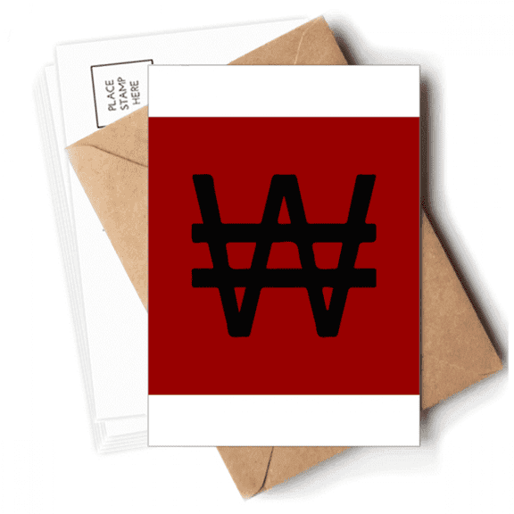 Korea Currency Symbol KRW Postcards Envelopes Blank Note Cards Mailing