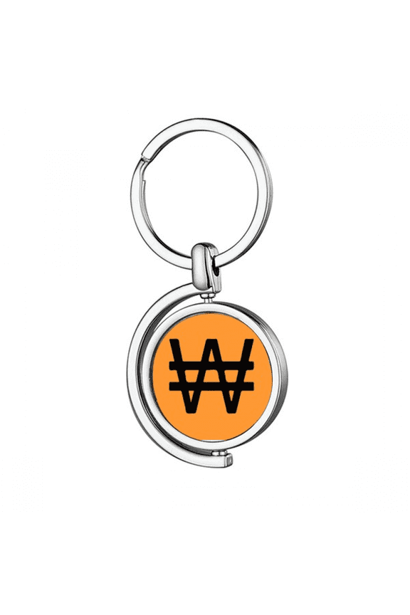 Korea Currency Symbol KRW Rotating Keychain Metal Keyring Holder