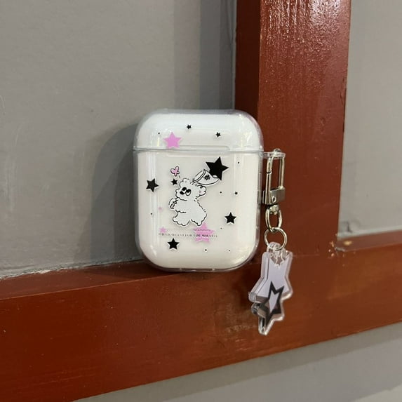 Korea Cute Cartoon Cat Dog Earphone Case for AirPods 1 2 3 Pro 2nd Case Transparent TPU Bluetooth Earphone Charging Box Keychain (03,For Airpods 3)