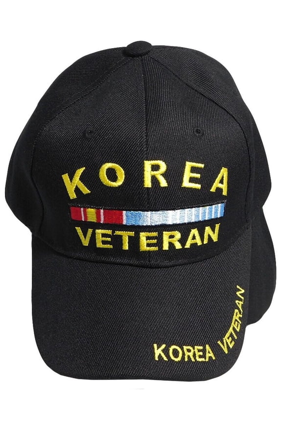 Korea Korean Vet Veteran Ribbon Black Adjustable Embroidered Cap Hat