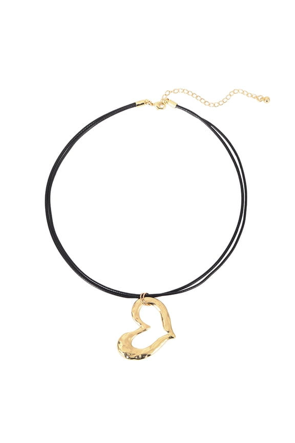 Korea Long Rope Heart Necklace Women Choker Gothic Style Black Rope Necklac Punk