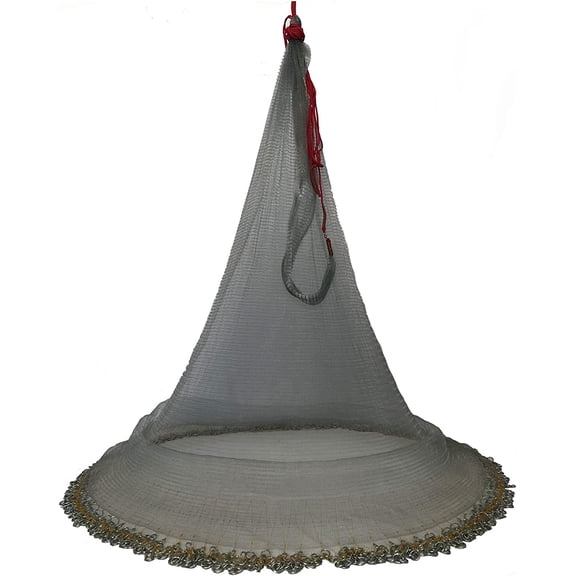 Korea Saltwater Fishing Cast Net for Bait Trap Fish 6ft/10ft Radius Casting Nets with Heavy Chain Zinc Sinker Weights, 3/8inch Mesh Size