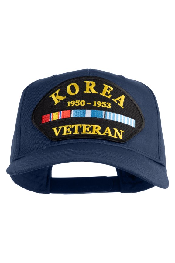 Korea Veteran 1950-1953 Patched Solid Cotton Twill 5 Panel Prostyle Snap Cap - Navy OSFM