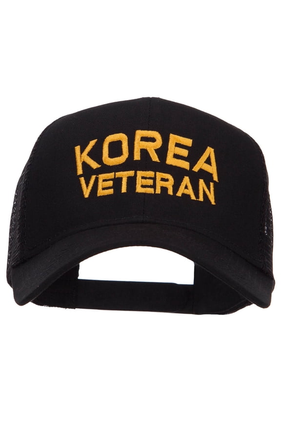 Korea Veteran Embroidered Mesh Cap - Black OSFM