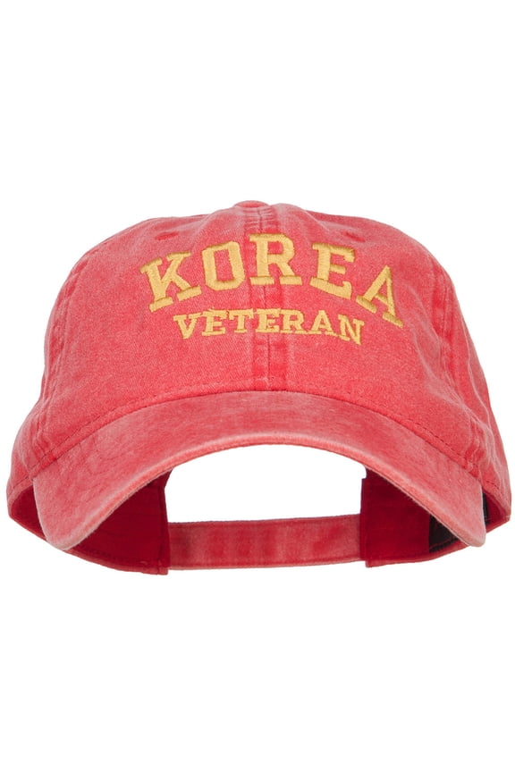 Korea Veteran Embroidered Washed Cap - Red OSFM