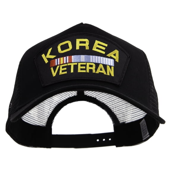 Korea Veteran Military Patched Big Size Trucker Mesh Cap - Black XL-3XL