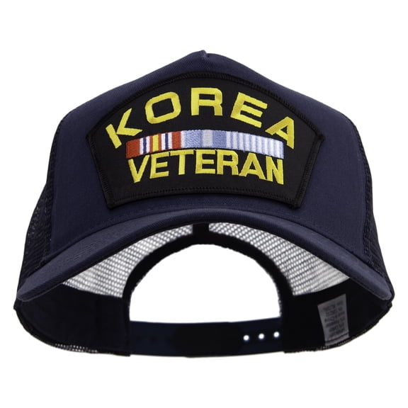 Korea Veteran Military Patched Big Size Trucker Mesh Cap - Navy XL-3XL