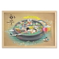 thumbnail image 1 of Korea Wall Art with Frame, Traditional South Korean Motifs Inside a Khimchi Hot Pot Tourist Attractions Cartoon, Printed Fabric Poster for Bathroom Living Room, 35" x 23", Multicolor, by Ambesonne, 1 of 2