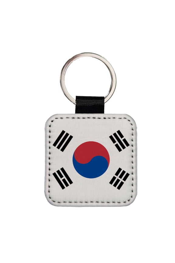 Korea (the Republic of) Country Flag Faux Leather Square Keychain
