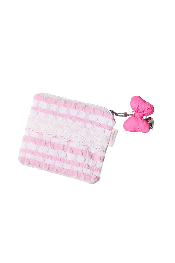 Korean Aesthetic Beauty Cosmetic Bag Breathable Cloud Pattern Lace Detailing
