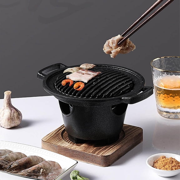 Korean Barbecue Grill Smokeless Indoor Outdoor Grill for One Person Portable Non Stick BBQ Pan Compact Design for Fast Cooking Home Camping Picnics and Small Spaces