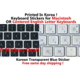 thumbnail image 1 of Korean Blue Transparent Keyboard Sticker Mac Or Centered Windows Keyboard 5Pcs, 1 of 3