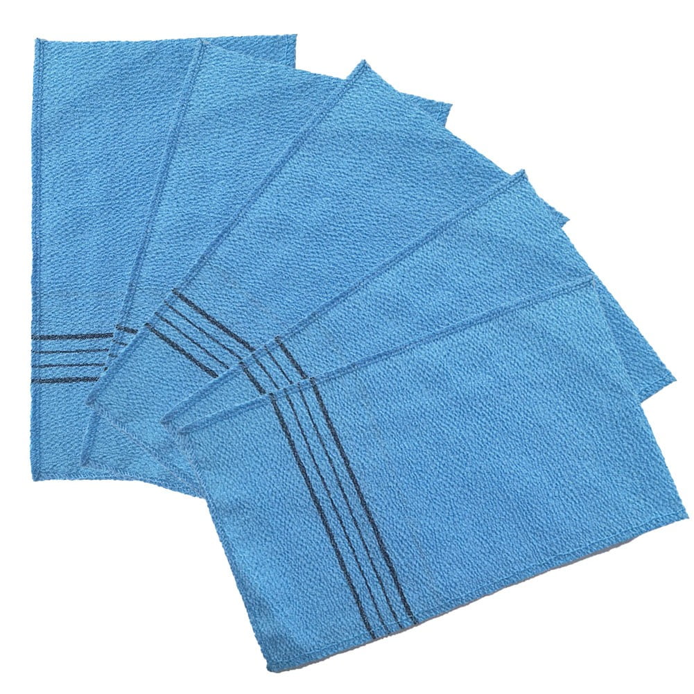 Korean Body Scrub Exfoliating Cloth, 5 Pcs 9.06*5.51 inches Blue Sauna