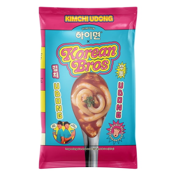 Korean Bros Kimchi Udong (657g) - Spicy Korean Stir-Fry Noodles, 3 Servings