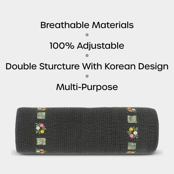 Korean Buckwheat Cervical Pillow - Official Partnership with Begozani ( Jungkook's Pick); Adjustable Neck Roll Pillow with Organic Pillowcase to Provide Firm Support
