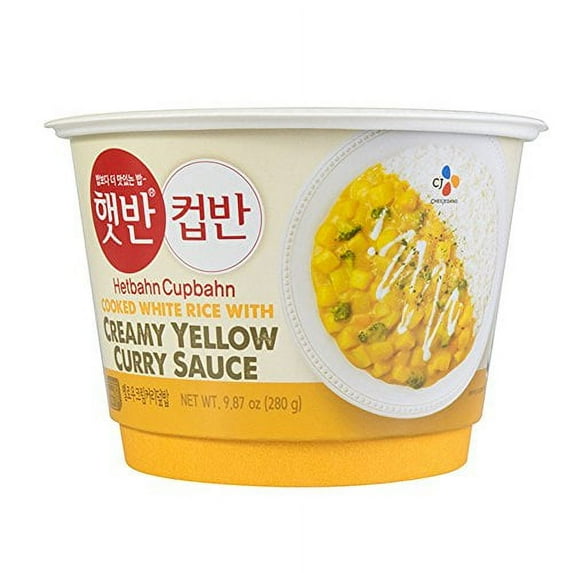 Korean CJ Cupbahn Hetbahn Microwavable Rice Bowls ( Yellow Cream Curry Rice )