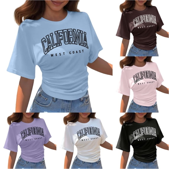 Korean- Casual Short Sleeve Tee with Loose Crewneck for Everyday Wear Comfortable Basic Top Ideal for Spring and Fall