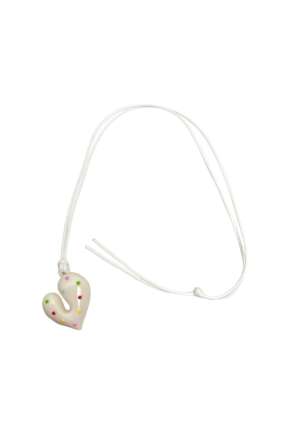 Korean Charm Heart Pendant Necklace Colorful Bowknot Detail Collarbone Chain Adjustable Neck Chain Jewelry Piece