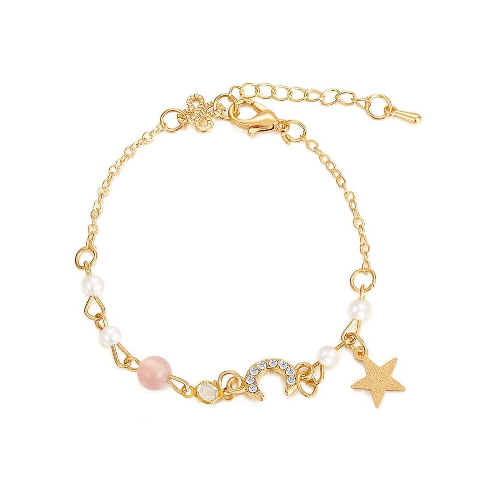 Korean Colorful Moon Stars Chain Bracelet for Women Men Gold Color ...
