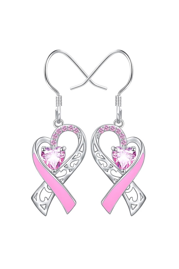 Korean Crystal Love Heart Dangle Earrings Sweet Cute Heart-Shaped Pierced Earrings Fashionable Birthday Gift