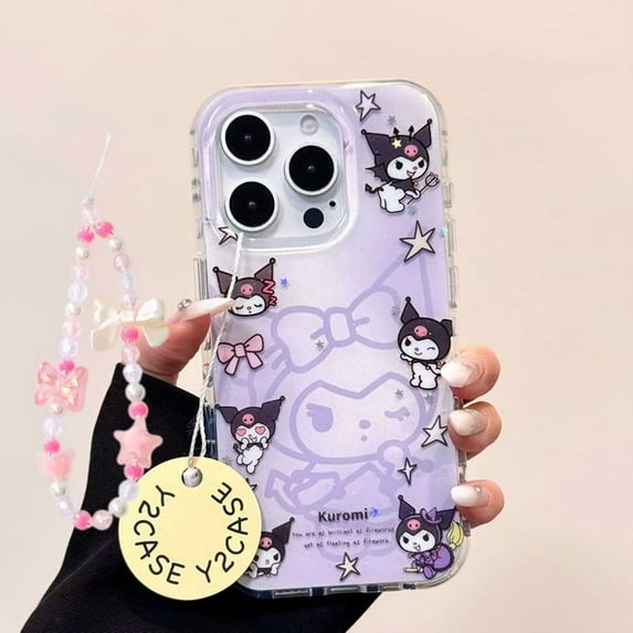 Korean Cute Kuromi Kawaii Star Purple Phone Case For iPhone 11 12 13 14 15 16 Pro Max XR XS MAX 7 8 Plus Mini Lovely Y2K Cover