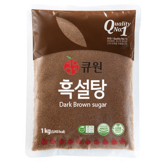 Korean Dark Brown Sugar, 1 kg / 2.2 lb Bag, Fine Granulated Brown Sugar for Baking, Coffee, Milk Tea, Desserts, Syrups & Sauces