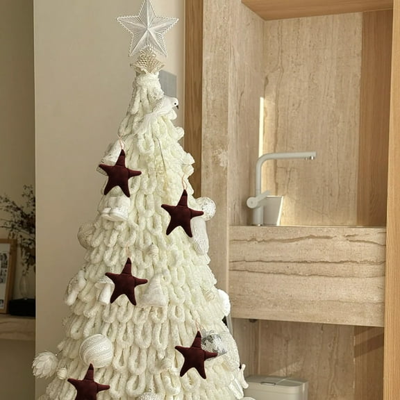 Korean Dark Red Plush Christmas Tree Pendant, DIY Ornament Package, Wine Color Holiday Decor, for Handmade Christmas Craft Projects