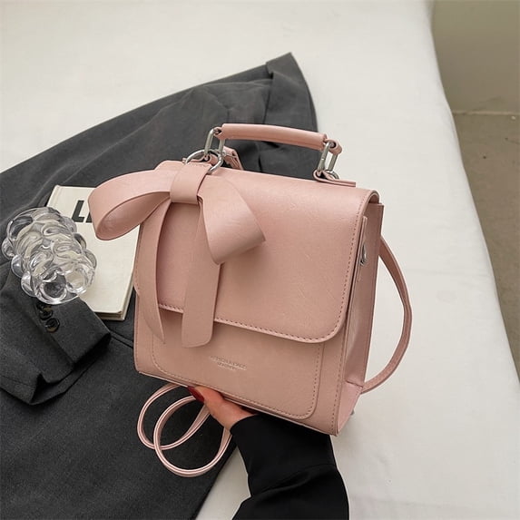 Korean Design 2025 Spring Backpack Wind College Commuter Bow Female Niche New Fashion Crossbody Bag